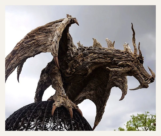 Driftwood Dragon Statue by James Doran-Webb