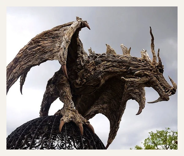 Driftwood Dragon Statue by James Doran-Webb
